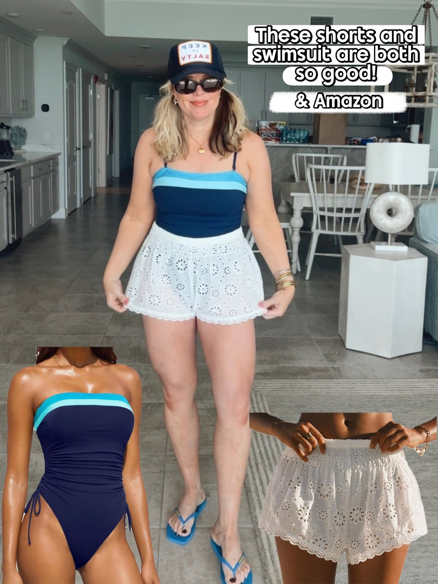 Loved this swimsuit on our vacation. It’s so flattering. Cinch it high or low. These shorts are so cute too! Wearing a medium in both.

#LTKOver40