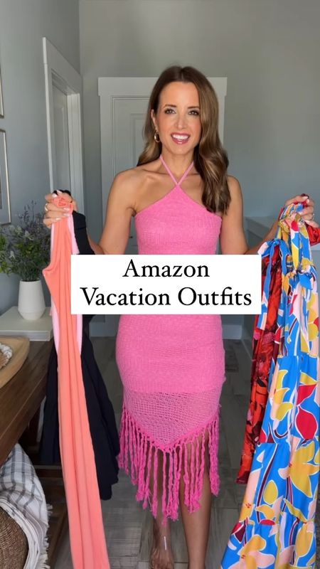 Amazon vacation outfits. Resort wear. Cruise outfits. Vacation dresses. Vacation style. Maxi dresses. Spring dresses. Crochet dress. Cut-out dresses. Floral maxi. Clear wedges are amazing! Honeymoon outfits. 

*Wearing smallest size in each. Linen pants a little big on me but has adjustable waist! Wedges are TTS but size up if you are a half size and don’t see that as an option. 

#LTKwedding #LTKshoecrush #LTKtravel
