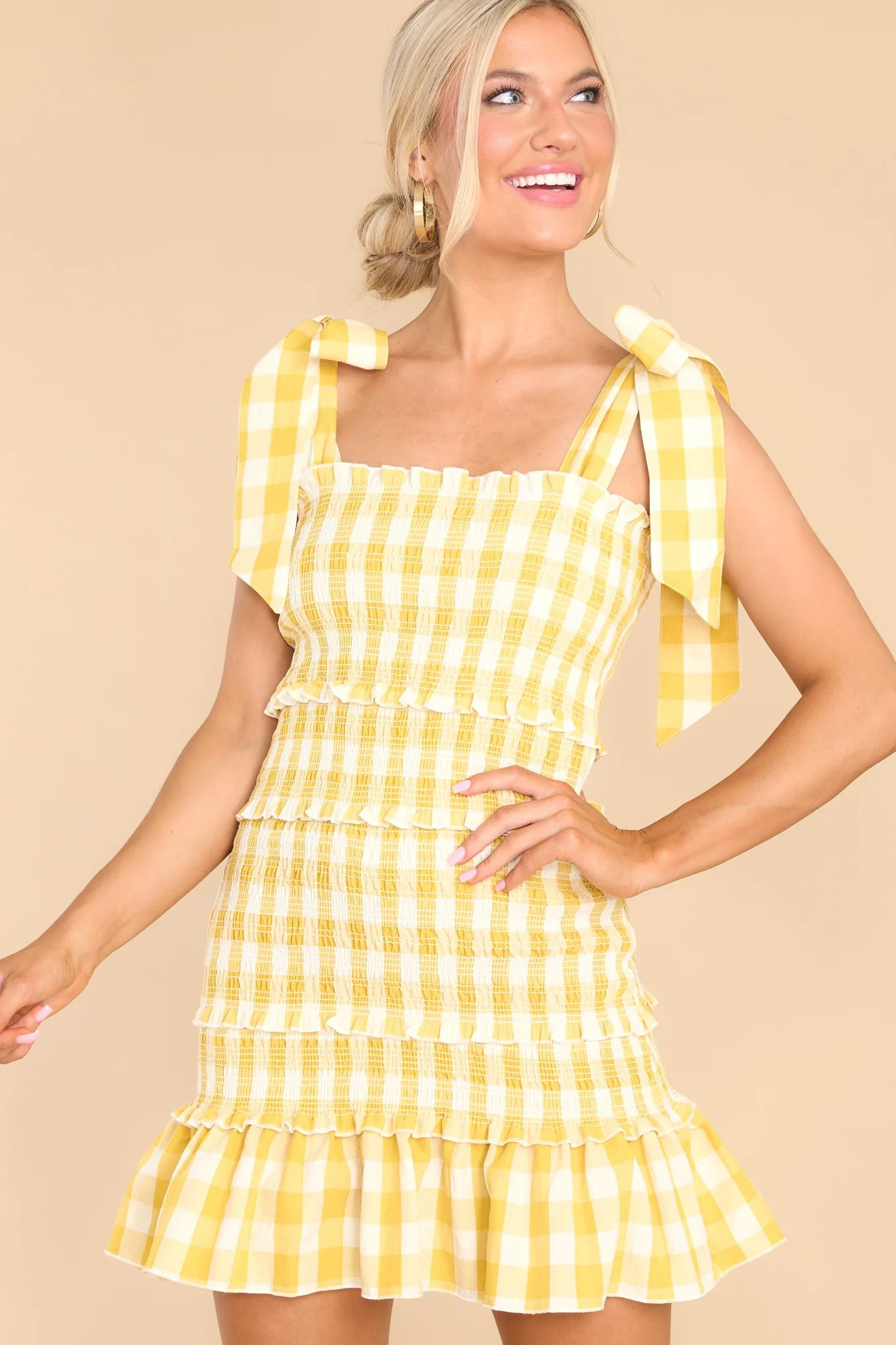 Right About You Yellow Gingham Dress | Red Dress 
