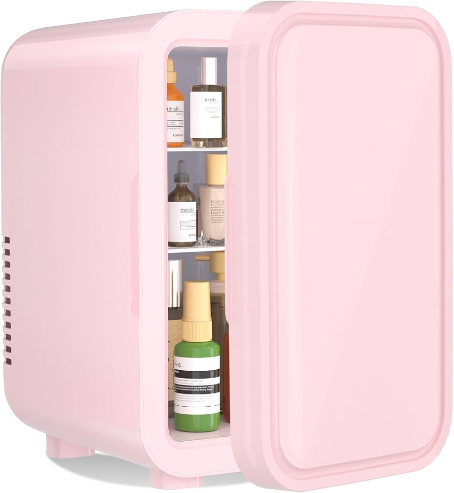 YASHE Mini Fridge, 6 Liter/8 Can 110V AC/DC Portable Thermoelectric Cooler Refrigerators for Bedr... | Amazon (US)