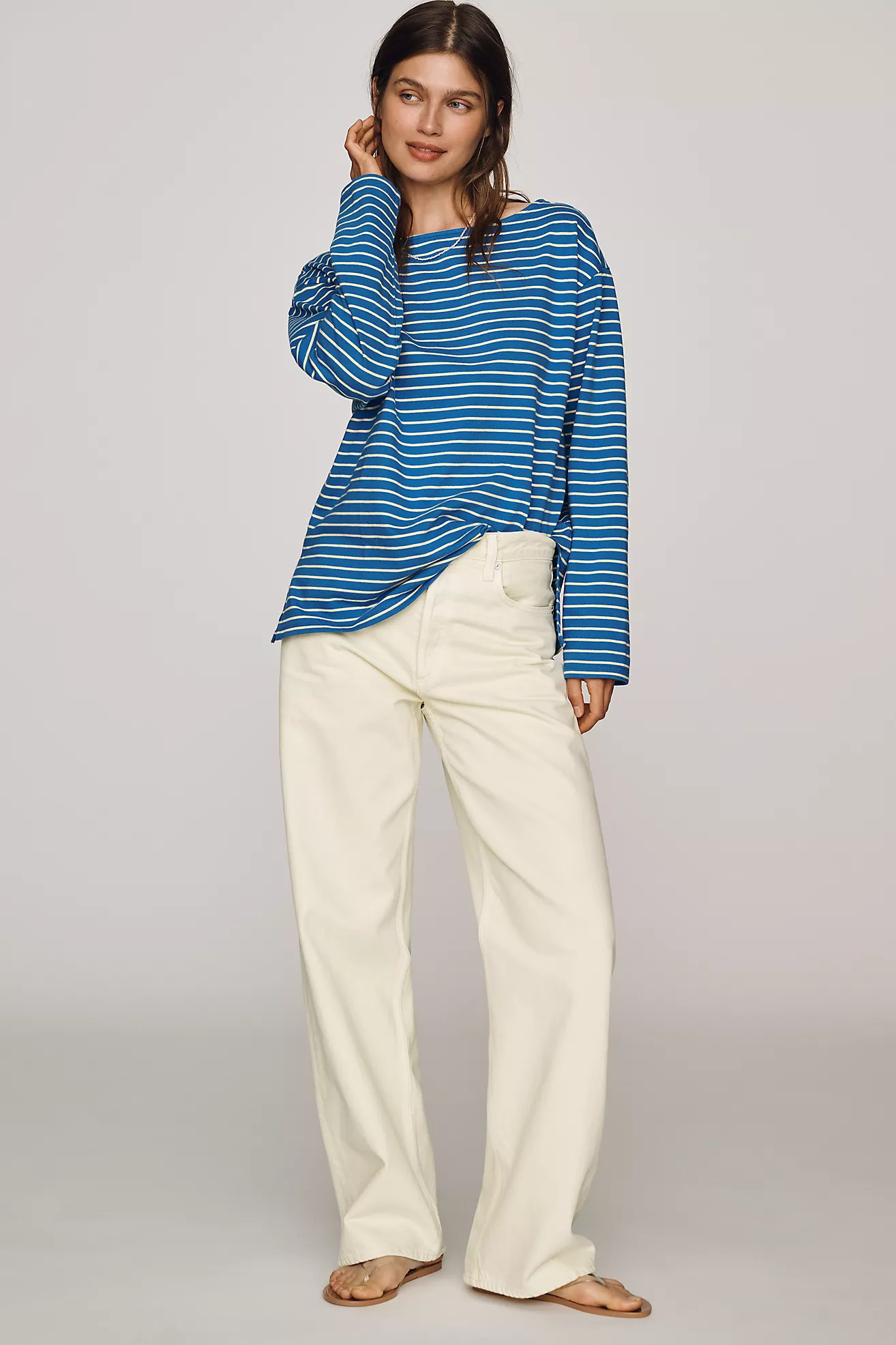 Maeve Greer Cotton Relaxed Long-Sleeve Top | Anthropologie (US)