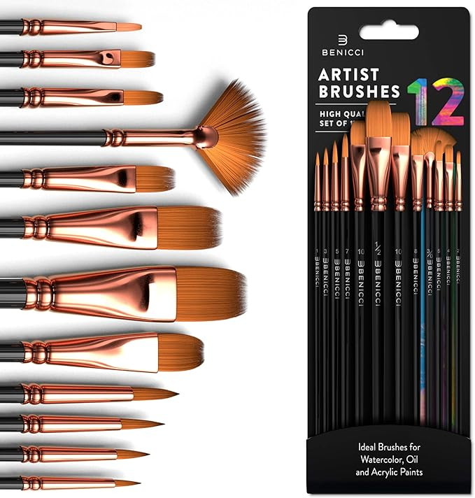 Professional Artist Paint Brush Set of 12 - Painting Brushes Kit for Kids, Adults Fabulous for Ca... | Amazon (US)
