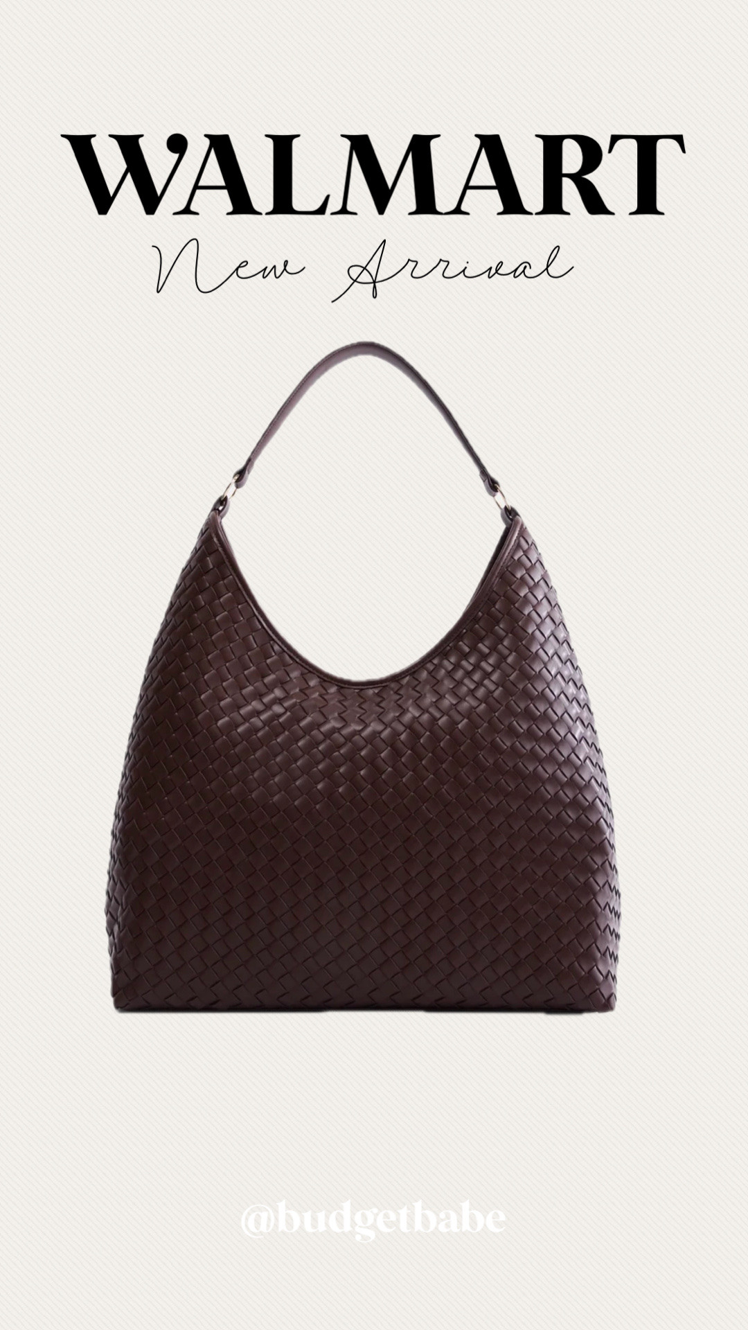 Walmart woven handbag, I just got this! Big and soft, not rigid. Beautiful chocolate brown color. #walmartfashion