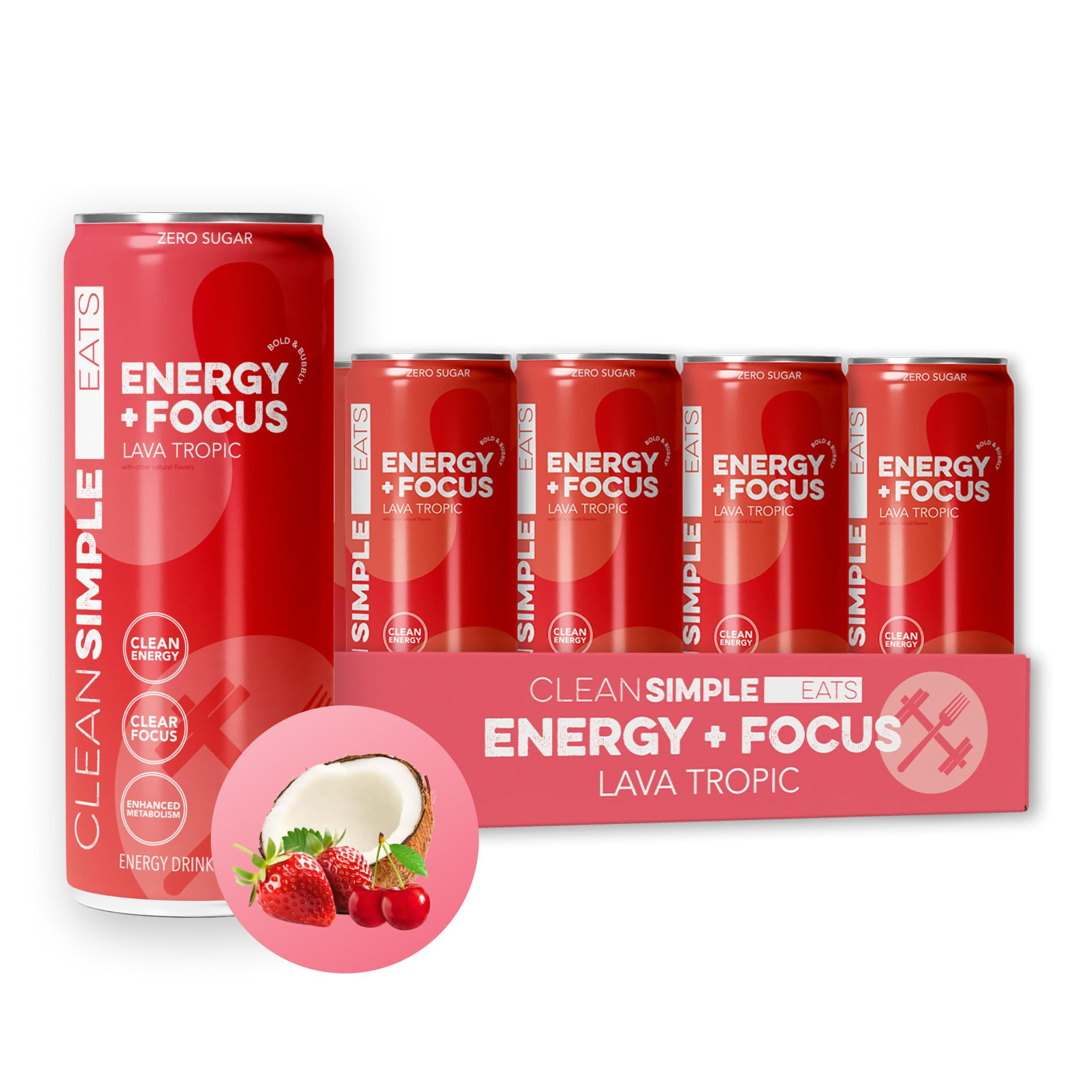 Energy + Focus Drink Lava Tropic 12 fl oz Can - 12 Pack | Amazon (US)