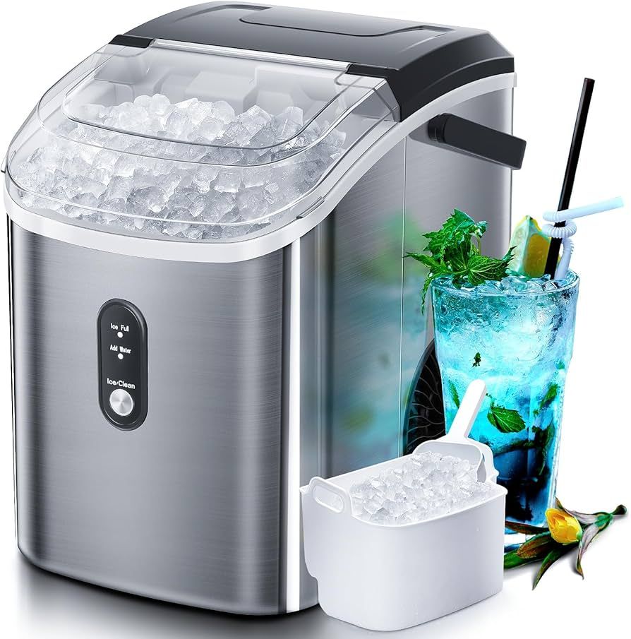 Nugget Countertop Ice Maker with Soft Chewable Ice, 34Lbs/24H, Pebble Portable Ice Machine with I... | Amazon (US)