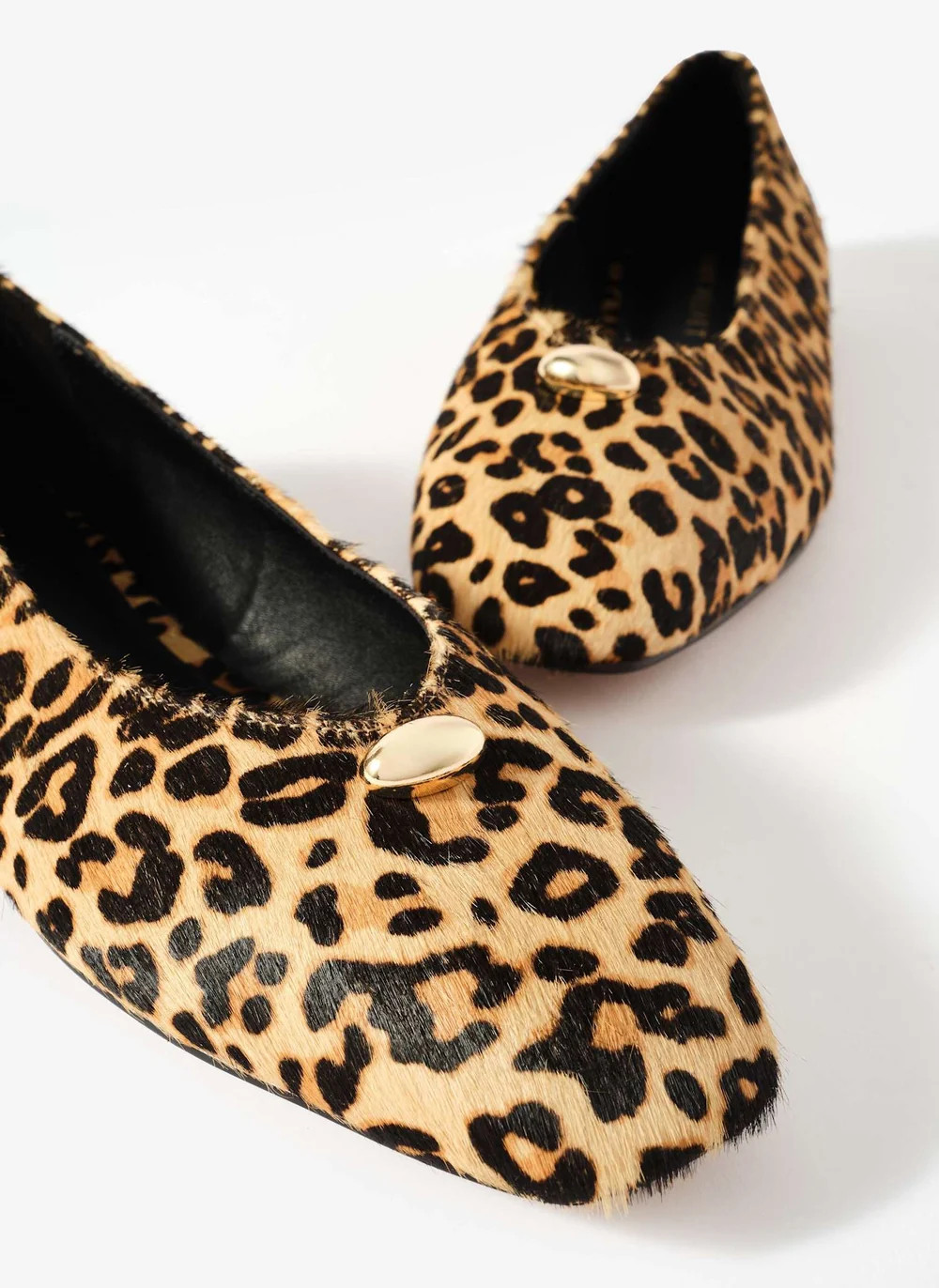 Ruby Leopard Print Textured Leather Ballet Flats | Mint Velvet - ROW
