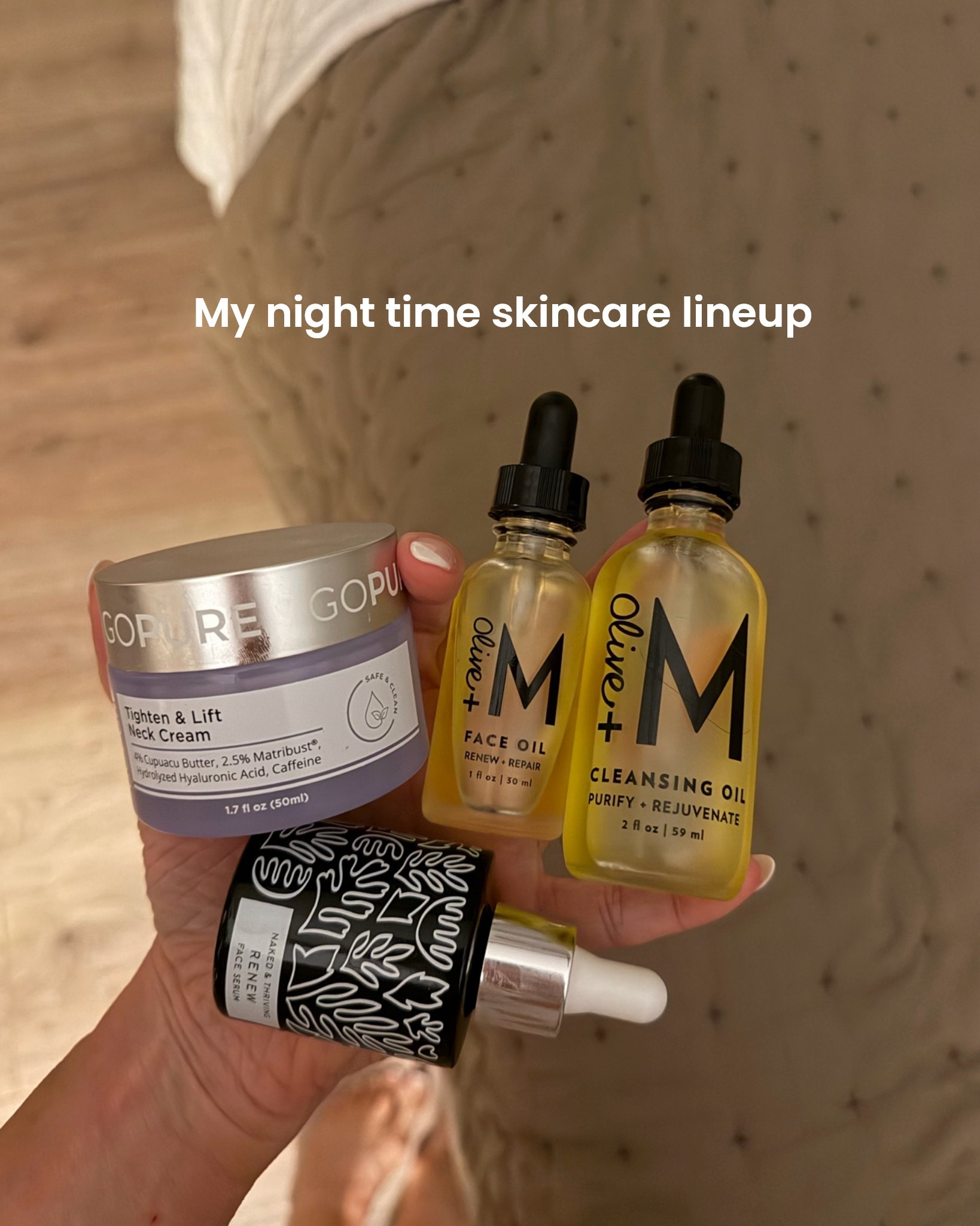 My current night time skincare lineup. Love this face oil for a little extra moisture at bedtime. Feels light and glowy.

Beauty routine, skincare routine over 40, mature skin, night serum, neck cream, face cleansing oil

#LTKgrwm #LTKOver40 #LTKBeauty

#LTKgrwm #LTKOver40 #LTKBeauty