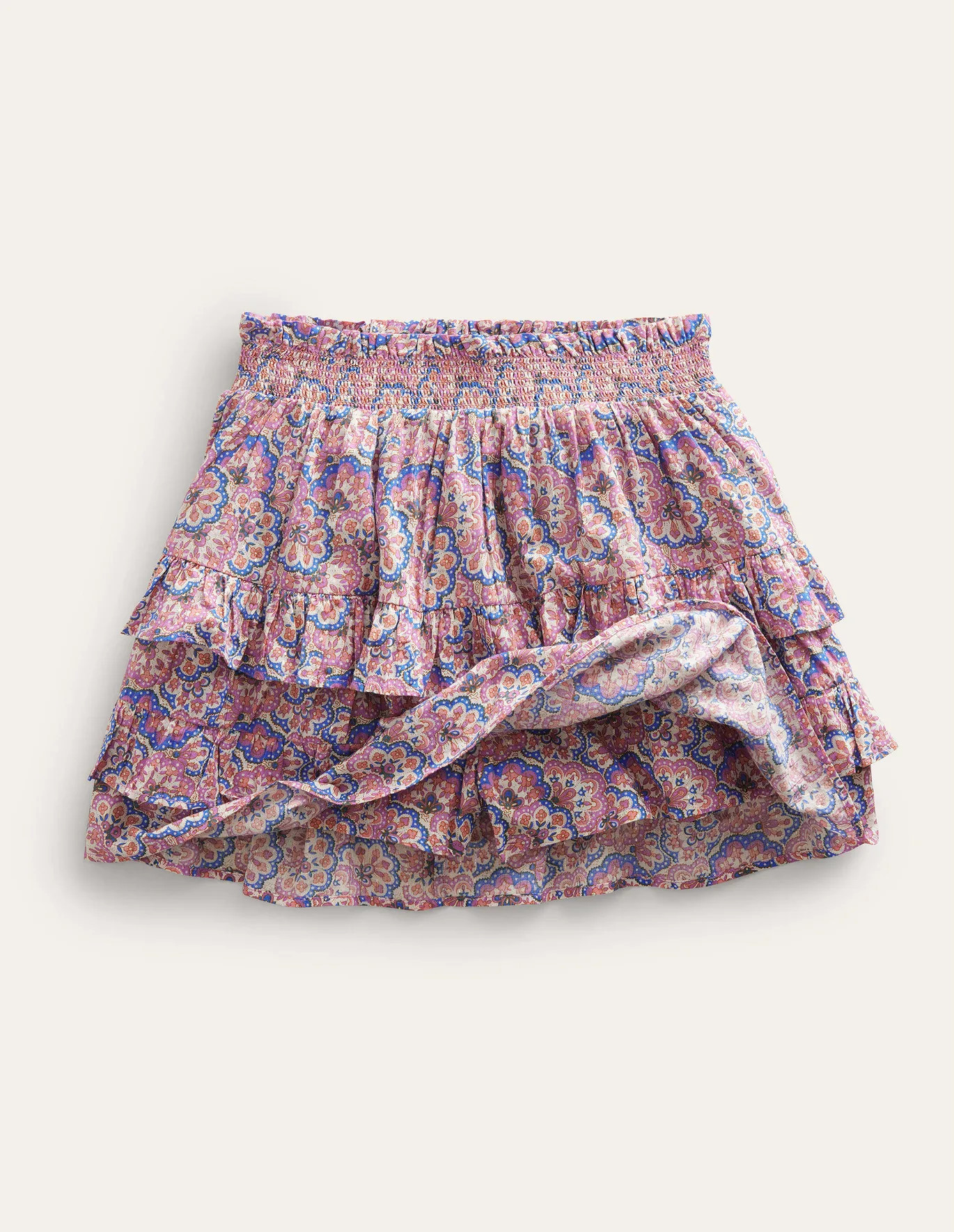 Ruffle Mini Skort - Lupin and Peach Paisley | Boden (US)