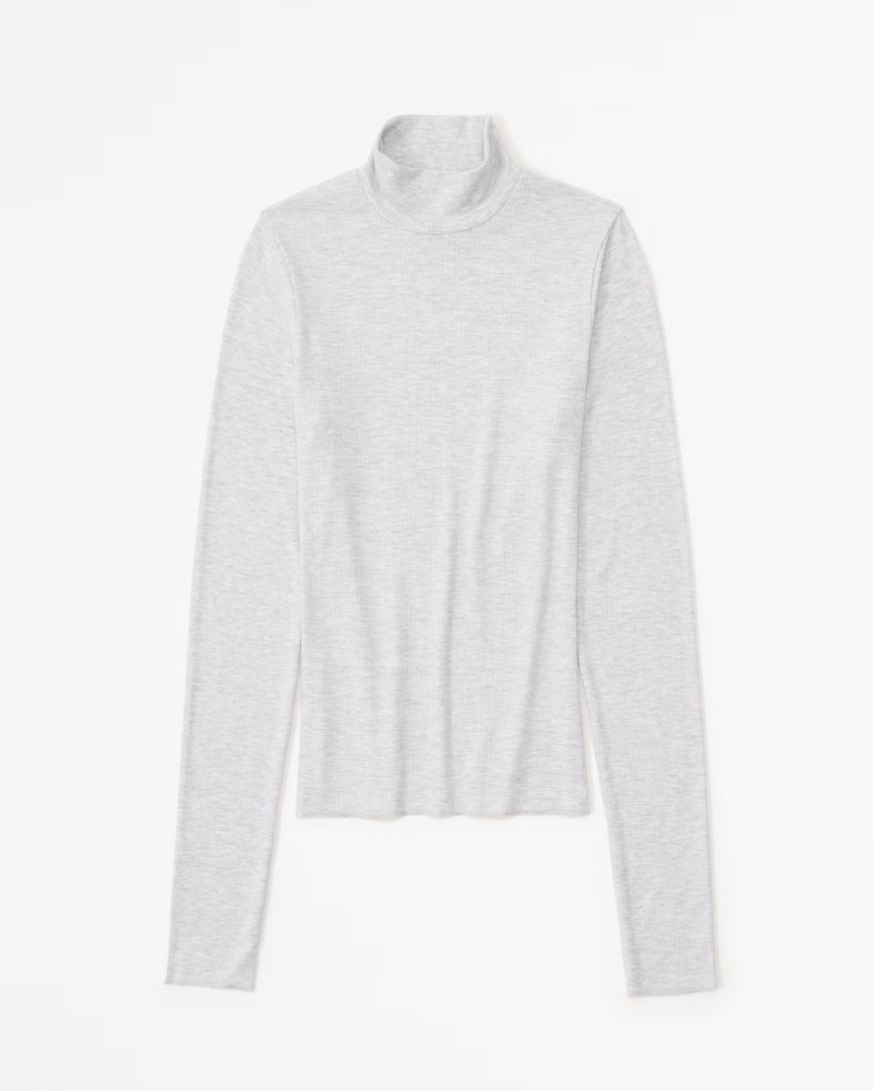 Long-Sleeve Featherweight Rib Tuckable Mockneck Top | Abercrombie & Fitch (US)