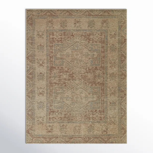 Rectangle Caleb Oriental Machine Woven Recycled P.E.T Area Rug in Brown/Beige | Wayfair North America