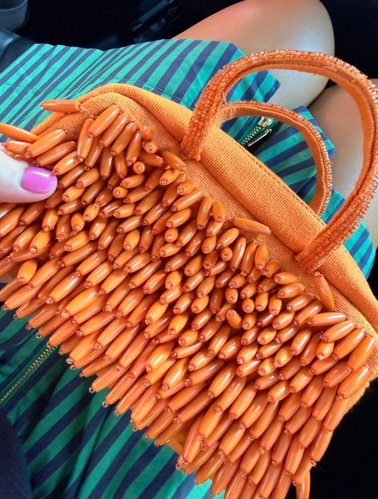 Cuuuutest POP OF ORANGE 🍊 

beaded bag 🎯

#LTKootd #LTKdayinmylife #LTKgrwm
