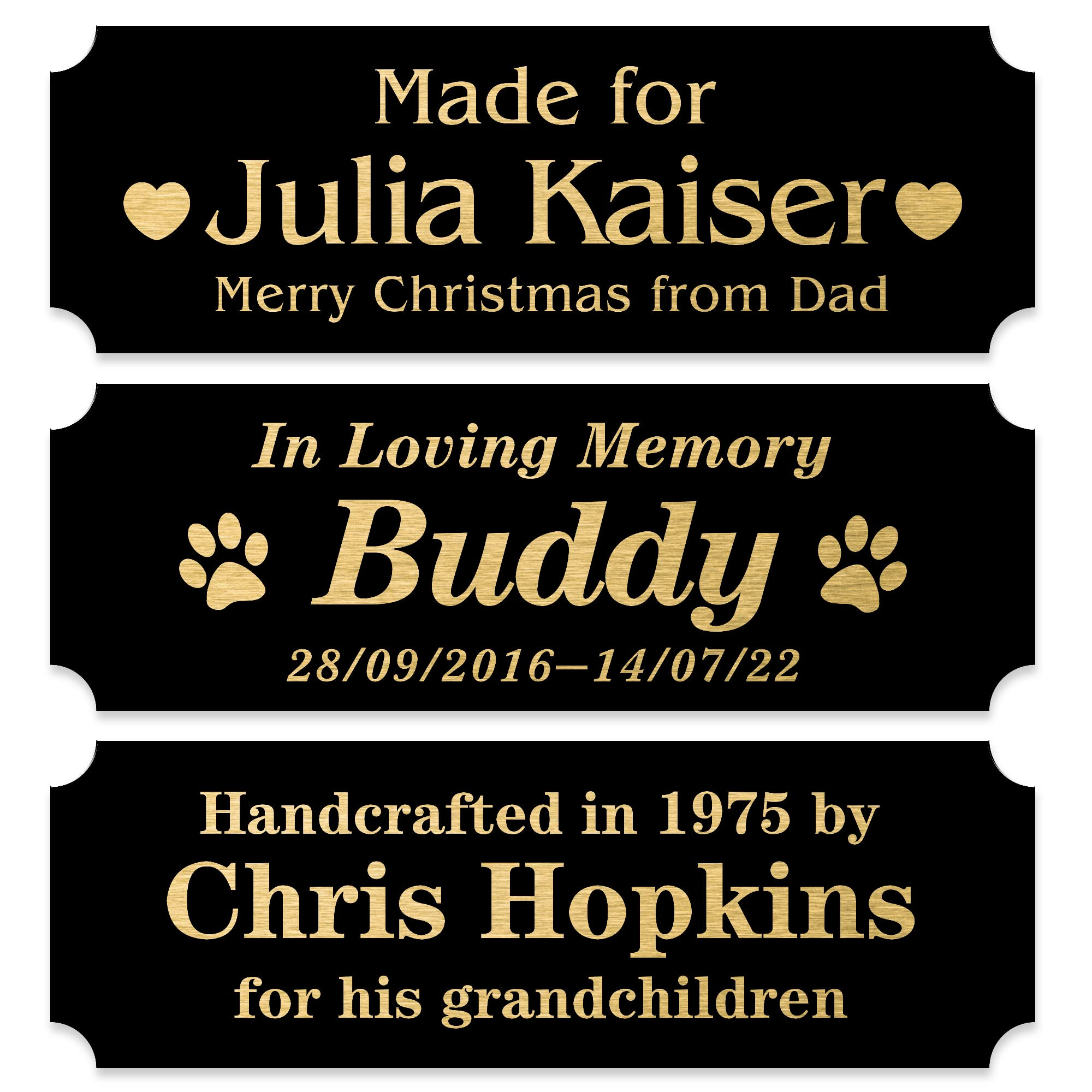 Personalized Name Plates, Black Engraved Plaque with Gold Text, Trophy Plates Engraved, Custom Na... | Amazon (US)