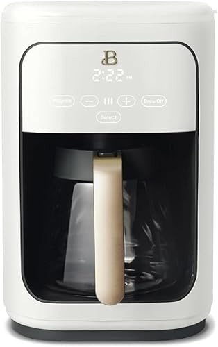 Beautiful Drew Coffee Maker, 14-Cup, Touch Display, Programmable, 1200W, Stainless Steel, Keep Warm, 24h Timer (White Icing) | Amazon (US)