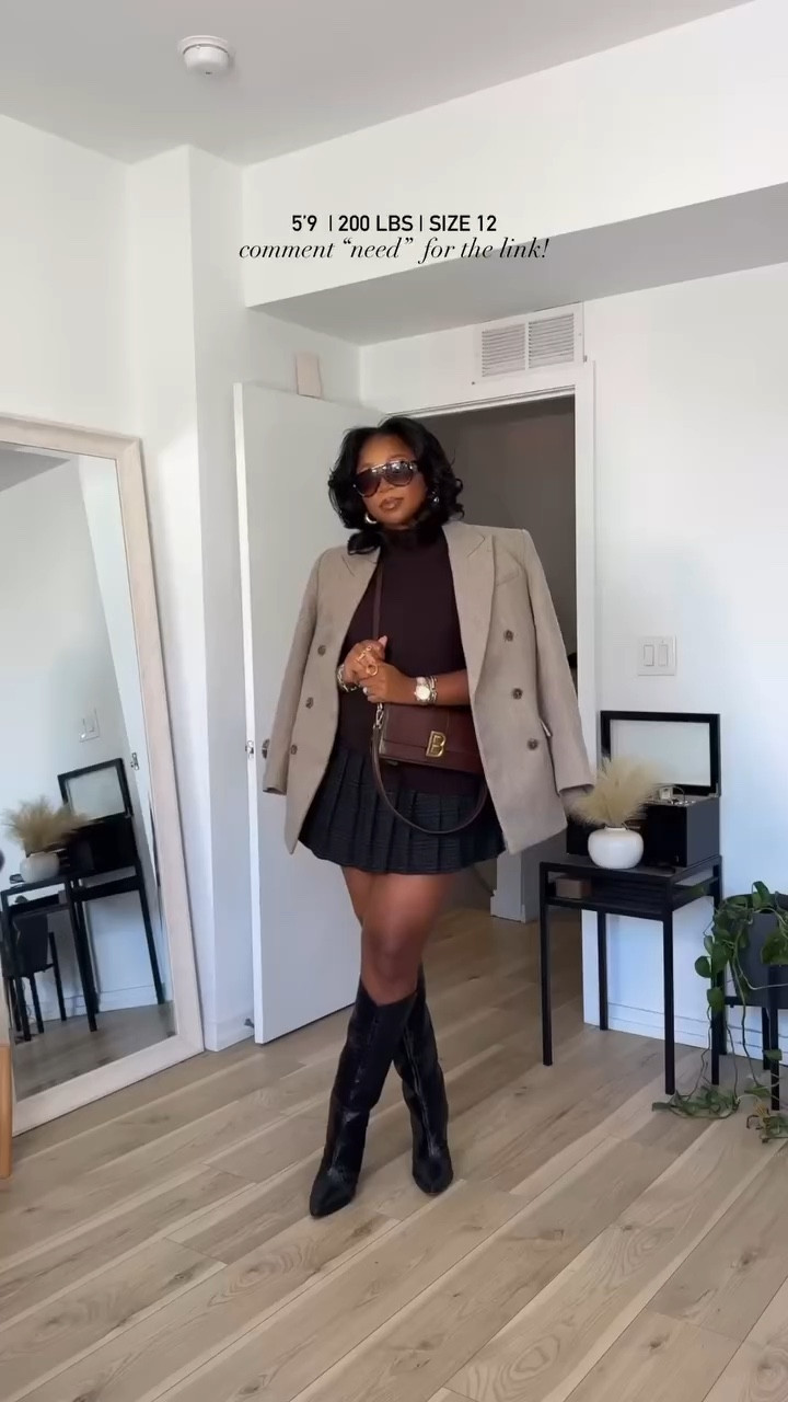 I LOVE this look 😍😍😍 I am 5’9 | 200 lbs wearing a small in the blazer. Small tall in the sweater XL in the skirt. Size 11 (size up) in the boots!!!

#LTKmidsize #LTKVideo #LTKstyletip