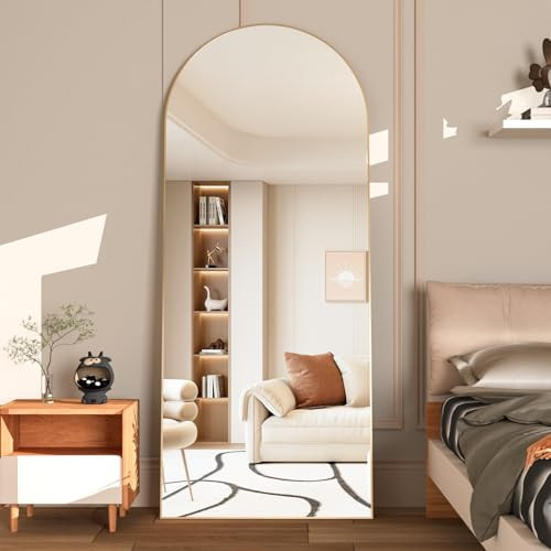 NEUWEABY Arched Floor Mirror 65"x24" Arch Full Length Mirror with Stand Gold Large Wall Mirror Full Body Mirror Standing Hanging or Leaning Against Wall for Bedroom Entry, Living Room | Amazon (CA)