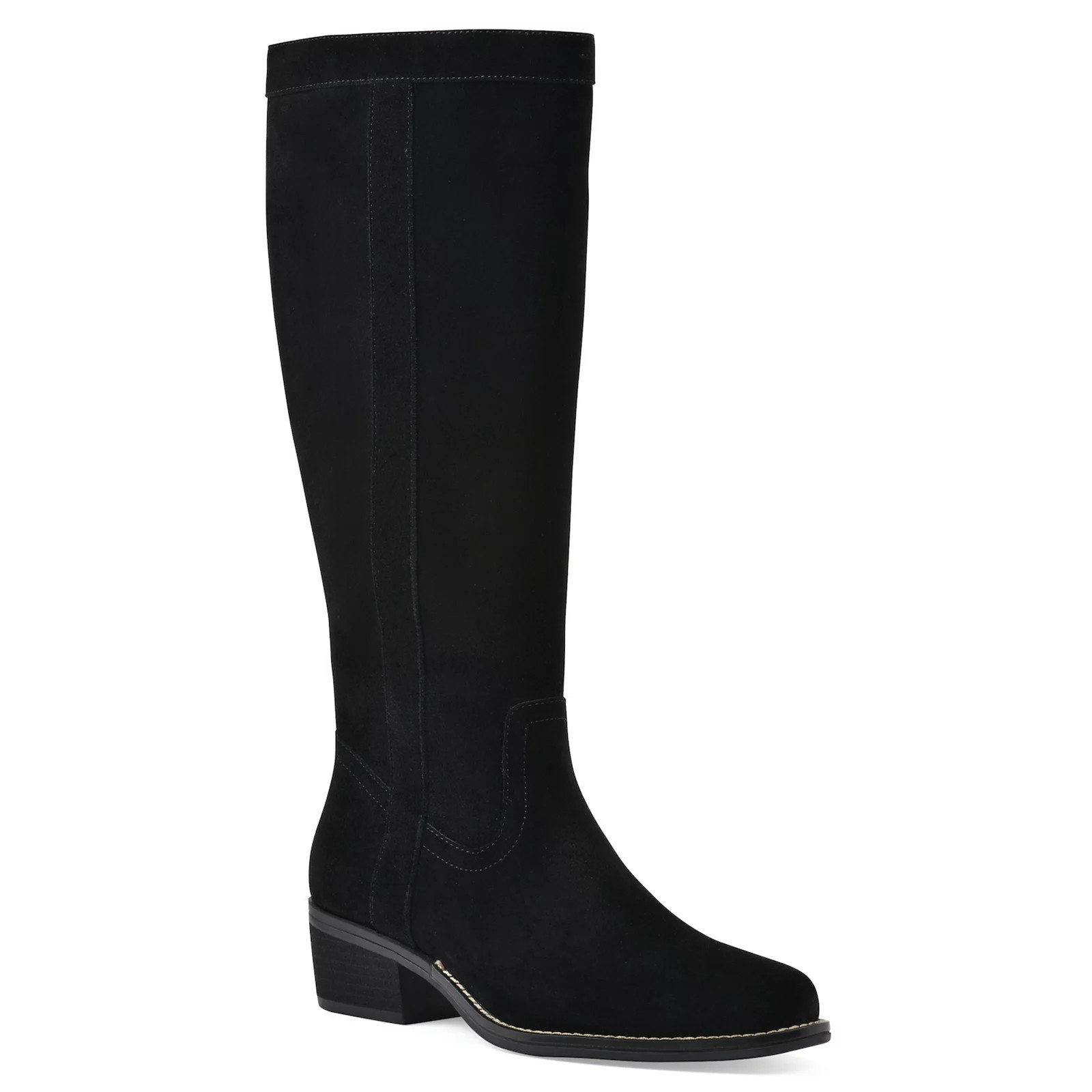 White Mountain Altitude Women's Suede Tall Shaft Boots in Regular and Wide Calf, Size: 6.5, Black Suede | Kohl's