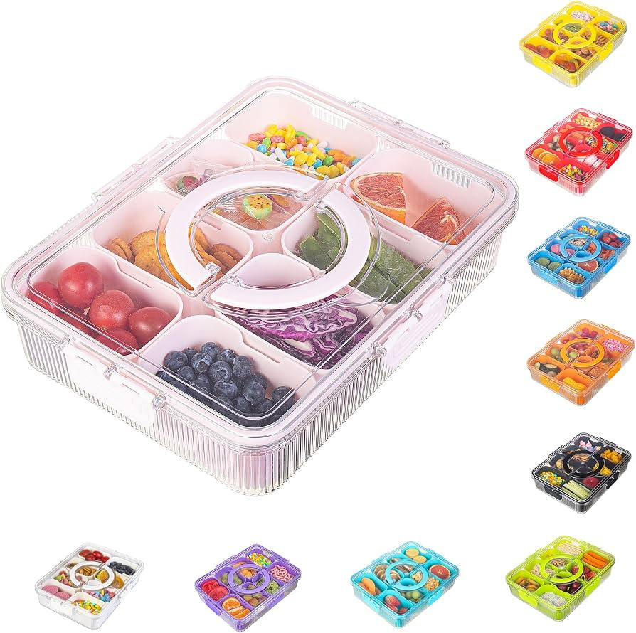 Patent Design Ribbed Snackle Box Container Divided Serving Tray with Lid and Handle -Charcuterie ... | Amazon (US)