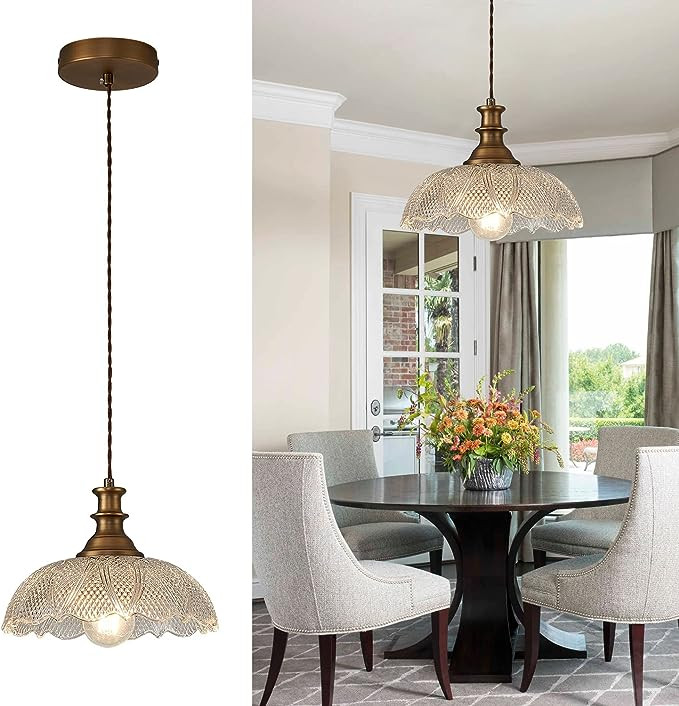 HDDFL Vintage Pendant Light Fixture Glass Hanging Lamp Modern Pendant Lights for Kitchen Island B... | Amazon (US)