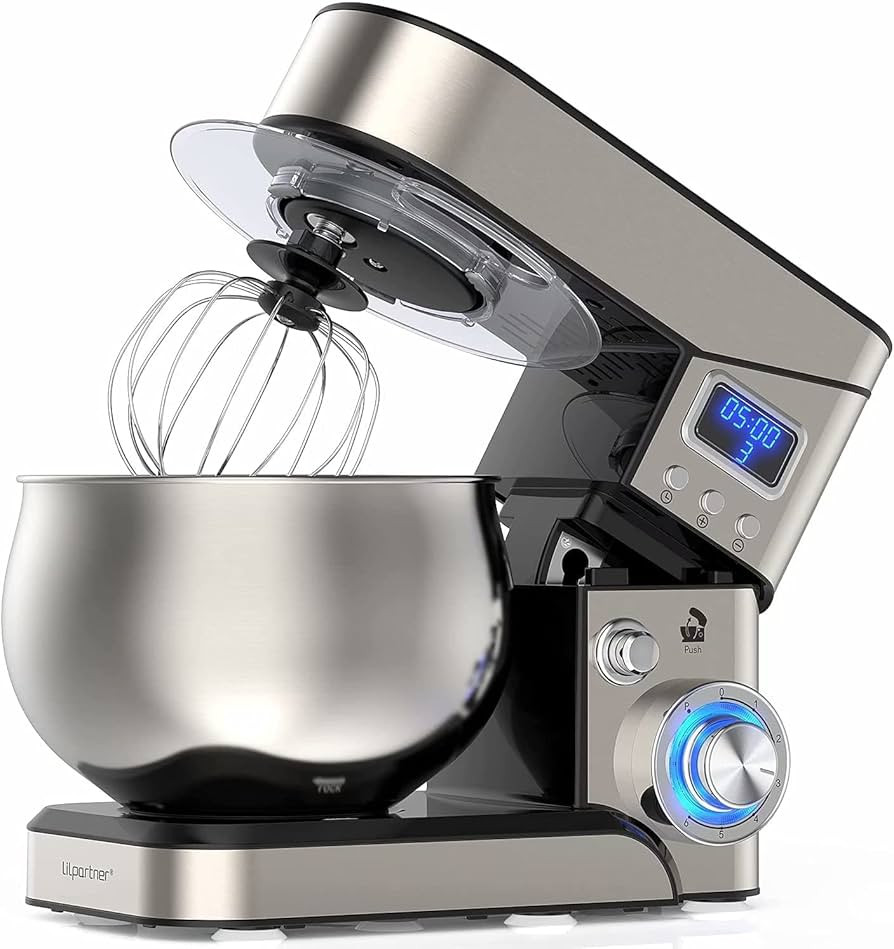 Stand Mixer, 1200W Stainless Steel Mixer 5.3-QT LCD Display Food Mixer, 6+P Speed itchen Electric... | Amazon (US)