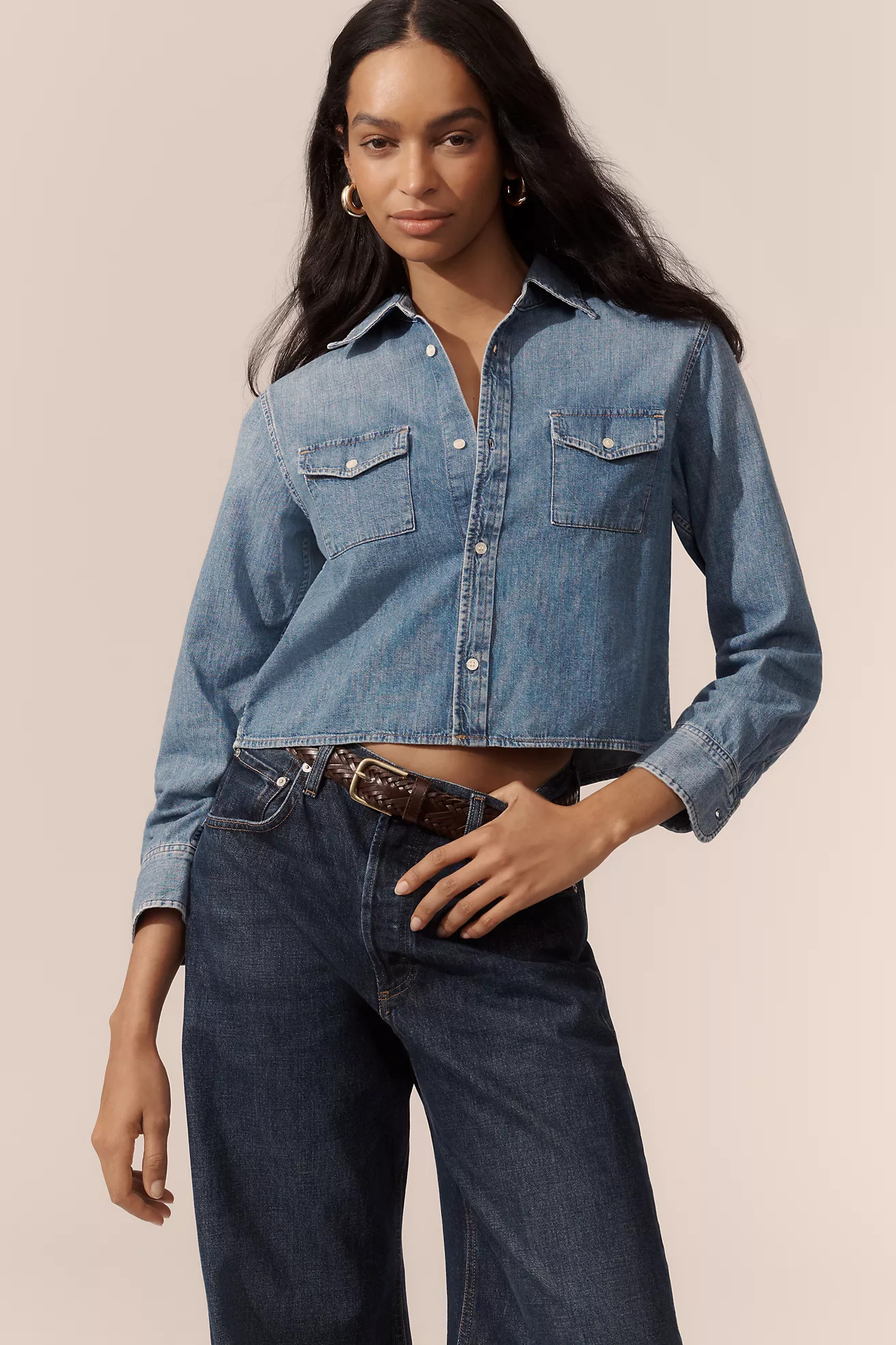 Citizens of Humanity Baby Shay Crop Denim Buttondown Shirt | Anthropologie (US)
