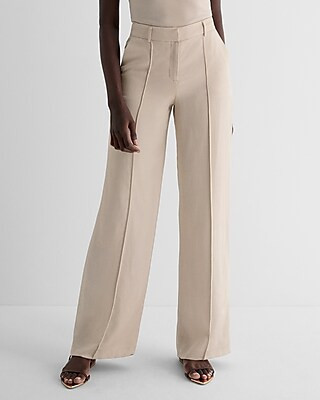 Editor High Waisted Linen-blend Pintuck Trouser Pant | Express