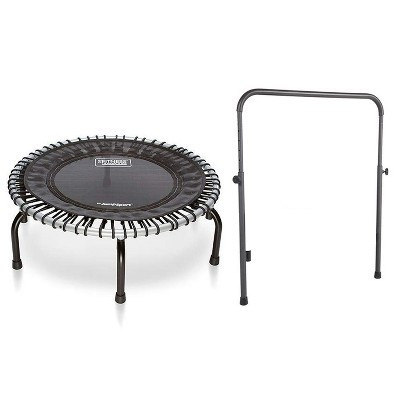 JumpSport 350 Indoor Portable Lightweight Safe Stable Heavy Duty 39-Inch Fitness Trampoline with Handle Bar Accessory, and Workout DVD, Black | Target