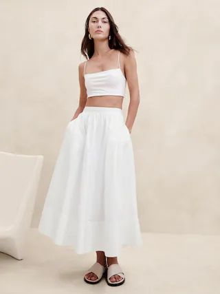 Ariella Poplin Midi Skirt | Banana Republic (CA)