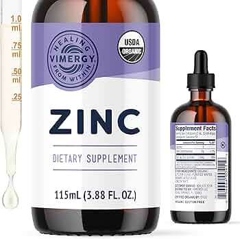 Vimergy Organic Zinc Supplements For Women & Men (7.5mg Liquid Zinc Per Serving) Fast-Absorbing I... | Amazon (US)