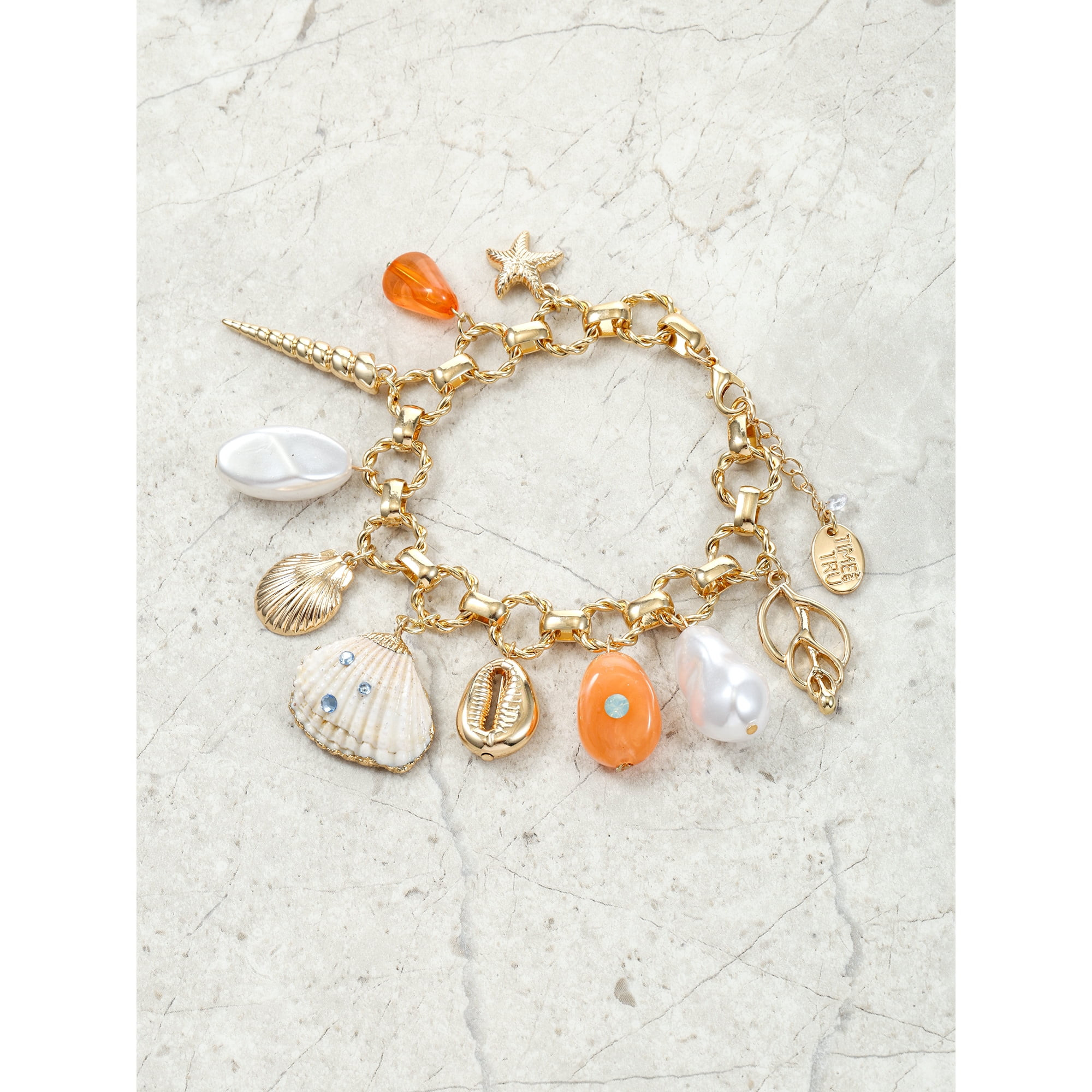 Time and Tru Goldtone Coastal Charm Bracelet, Coral, 1 Pieces | Walmart (US)