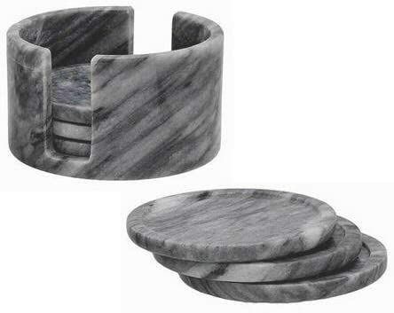 Extra Large Grey Marble Coasters, Gray Stone Drink Coasters with Holder Set of 6 | Amazon (US)