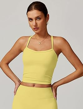 Womens Longline Sports Bras Cross Back Active Gym Yoga Padded Workout Crop Tank Top with Built in... | Amazon (US)