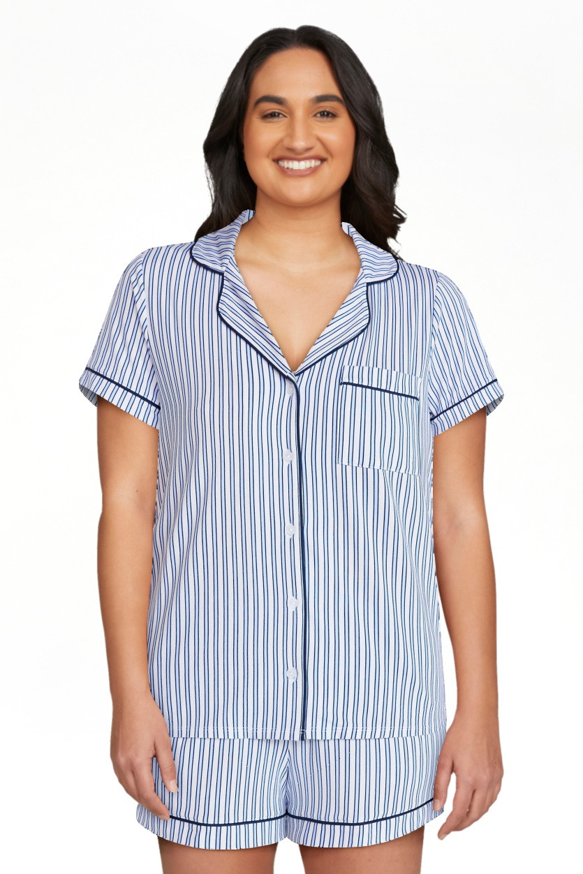 Joyspun Women's Dreamy Soft Collection Notch Top and Shorts Pajama Set, 2-Piece, Sizes XS-3X | Walmart (US)