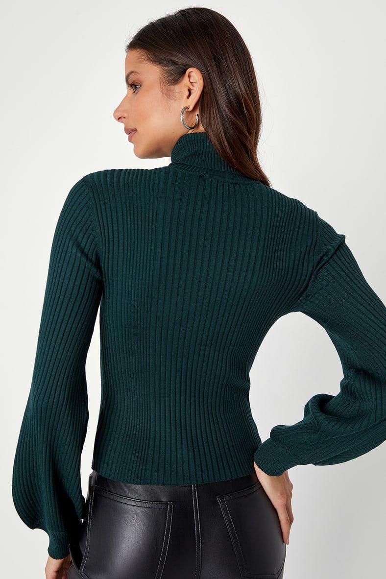 Subtle Sensation Emerald Green Ribbed Turtleneck Sweater Top | Lulus (US)
