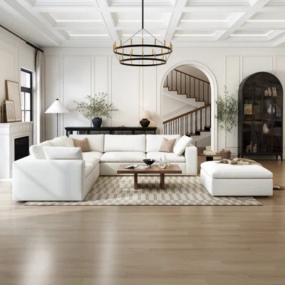160" Cloud Modular Sectional Sofa with Storage Ottomans, V Shaped Modern Couch, 5 Seater+ 1 Ottoman Convertible Couches for Living Room | Wayfair North America
