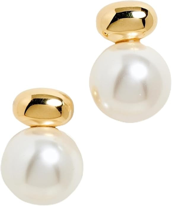 SHASHI Women's Gold Pearl Stud Drop Earrings, Pearl, One Size | Amazon (US)
