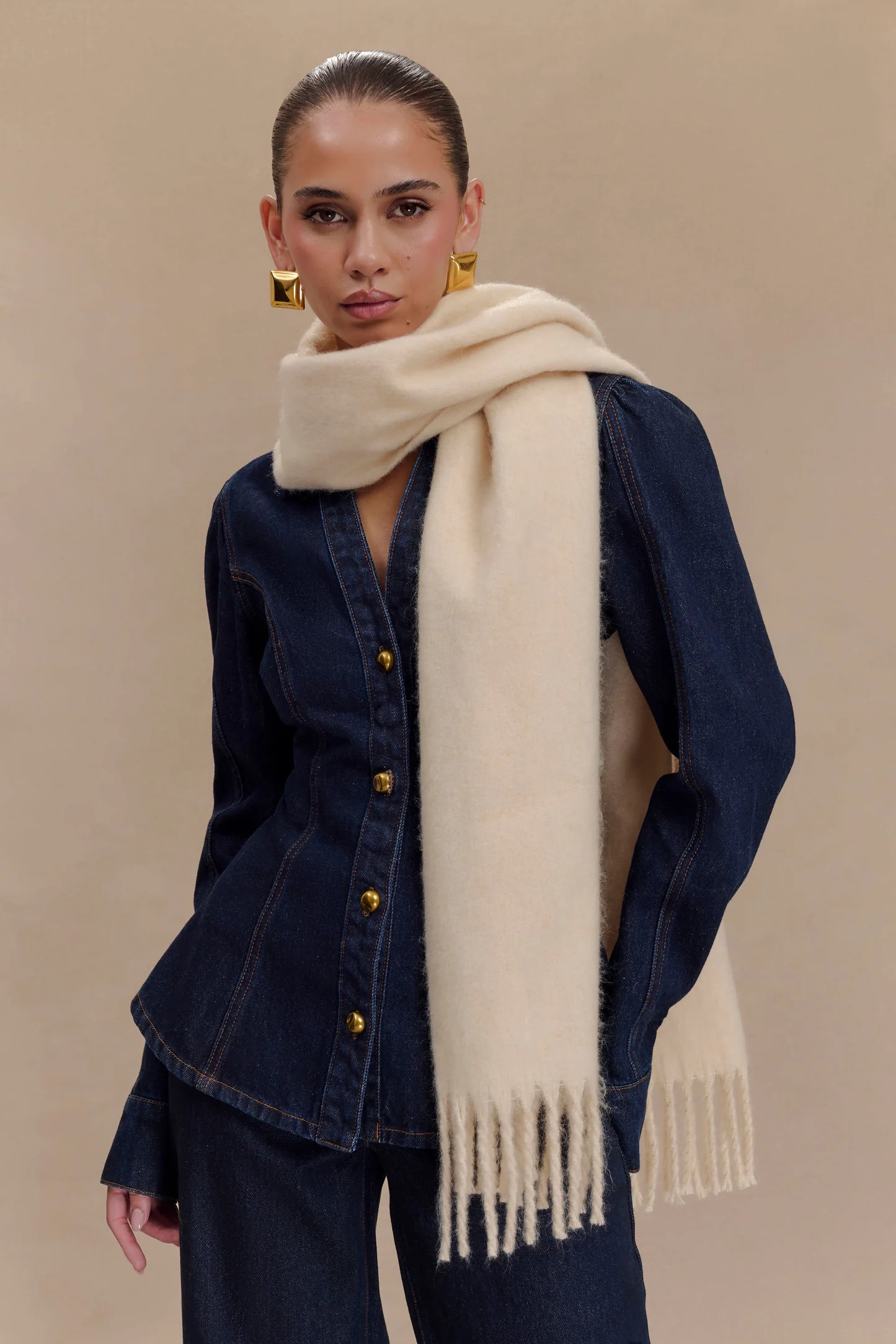 MESHKI Knit Scarf - Oat | MESHKI US