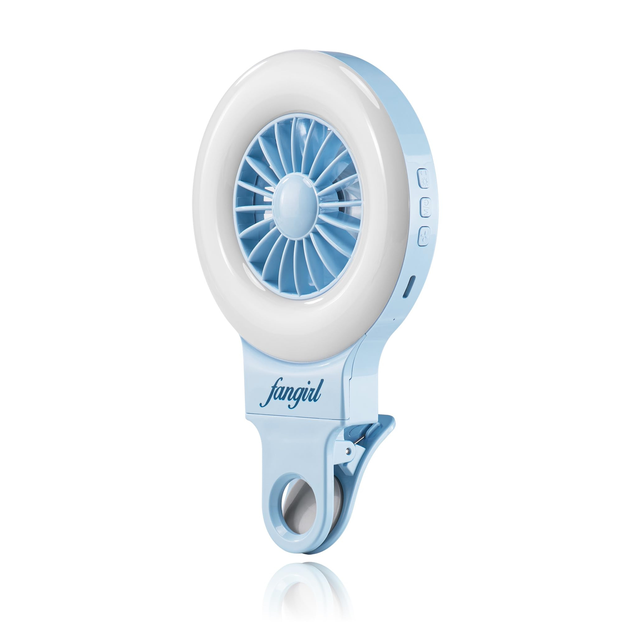 Fangirl by Remi: 2-in-1 Clip on Phone Fan and Selfie Ring Light (Blue) | Amazon (US)