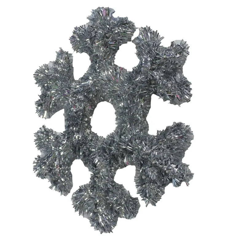 Tinsel Snowflake Christmas Wreath, Silver, 9", by Holiday Time | Walmart (US)