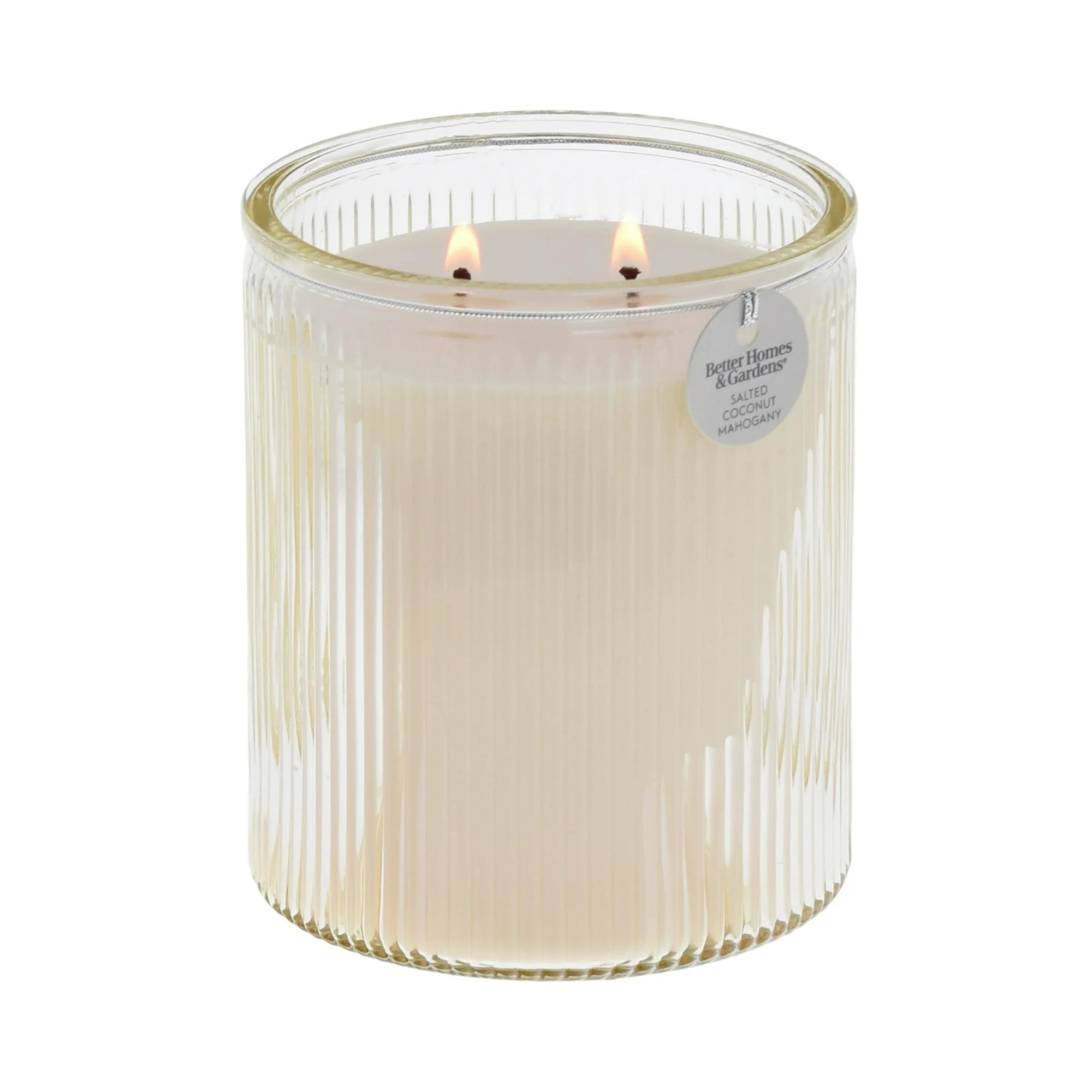 Better Homes & Gardens Salted Coconut and Mahogany Scented 2-Wick 17.1oz Ribbed Jar Candle | Walmart (US)
