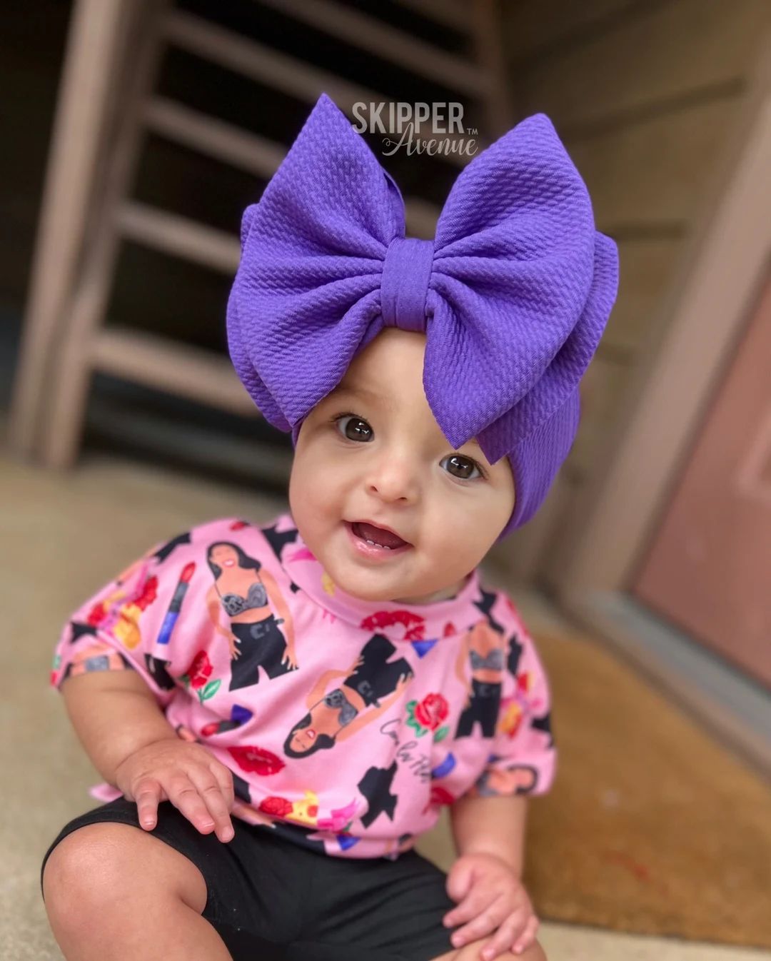 GRAPE • Stand-Up Headwraps, Permanently Sewn & Pull-Proof, Big Bow Headbands, Newborn Bows, Sof... | Etsy (US)