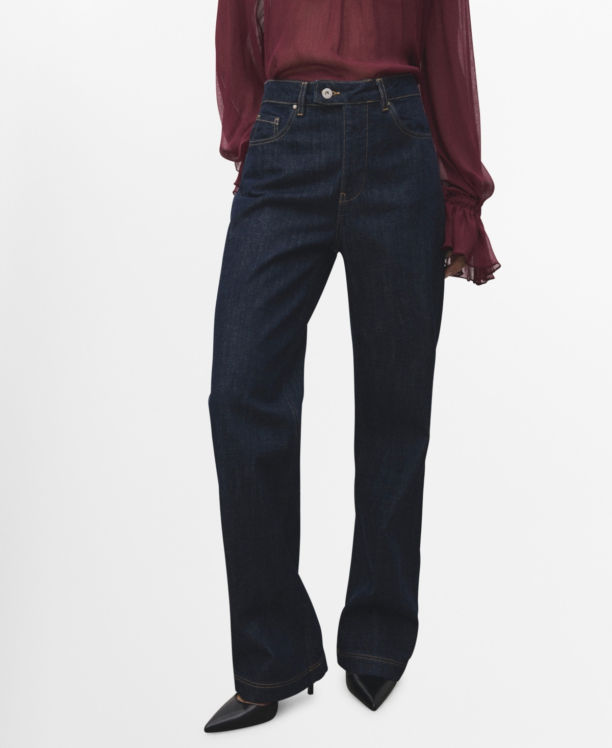 Mango Women's Placket Straight Jeans - Open Blue | Macy's