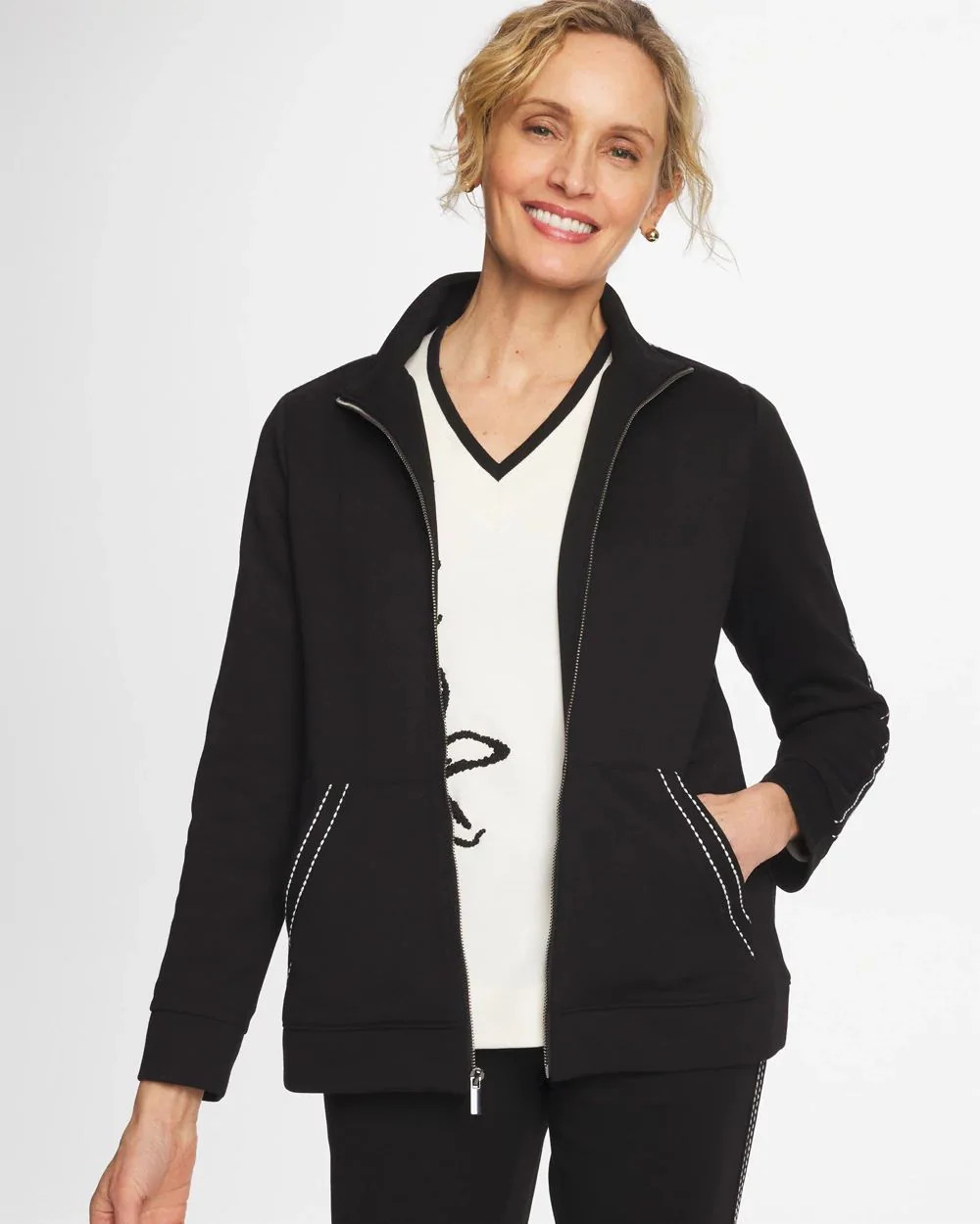 Zenergy® Double-Knit Pick Stitch Jacket | Chico's