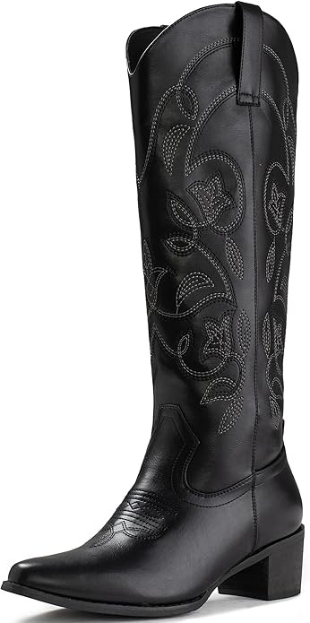 IUV Cowboy Boots For Women Pointy Toe Women's Western Boots Cowgirl Knee High Boots | Amazon (US)