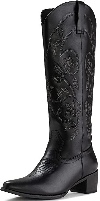 IUV Cowboy Boots For Women Pointy Toe Women's Western Boots Cowgirl Boots Mid Calf Boots | Amazon (US)