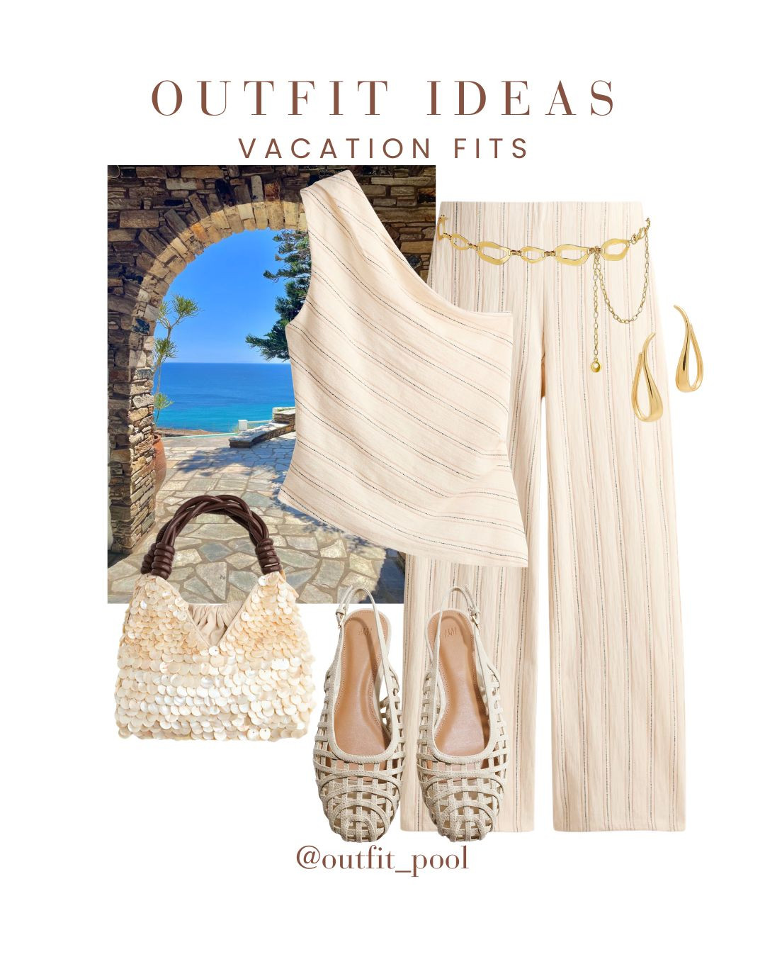 4 vacation outfits you need to pack ✨ Serving effortless vacation looks that take you from beach days to sunset dinners 🙌 1️⃣ Matching beige set — minimal, chic, and perfect for travel days 2️⃣ Linen pants + burgundy top — breezy and elevated for exploring 3️⃣ Black napkin top + denim shorts — cool, casual, and perfect for daytime 4️⃣ Polka dot bikini + cover-up — beach-ready and so cute Easy, stylish, and totally mix-and-match friendly — your vacation wardrobe = sorted 💫 To shop these outfits, check the LTK shop link in bio 🛍️💌 (Vacation Outfits, Vacation Outfit Ideas, Travel Outfit Inspiration, Summer Vacation Style, Beach Vacation Outfit, Resort wear Looks, Euro Summer Outfits, Tropical Vacation Style, Coastal Chic Outfit, Holiday Outfit Ideas, Travel Capsule Wardrobe, Lightweight Summer Outfits, Linen Outfits, Matching Sets, Poolside Outfit, Day to Night Vacation Outfit, Chic Travel Style, Neutral Vacation Outfits, Effortless Summer Style, Weekend Getaway Outfit) 

 #LTKgrwm #LTKSwim #LTKTravel