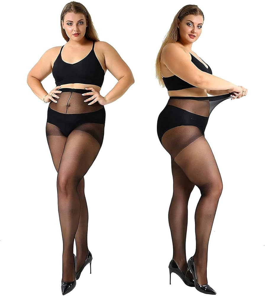 MANZI Plus Size Pantyhose for Women Sheer Stocking(Pack of 4) | Amazon (US)