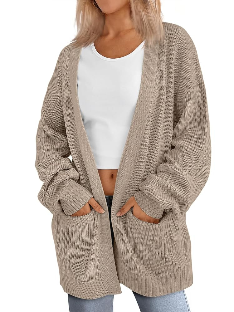 LILLUSORY Womens Oversized Cardigans Soft Knit Cardigan Sweater with Pockets | Amazon (US)