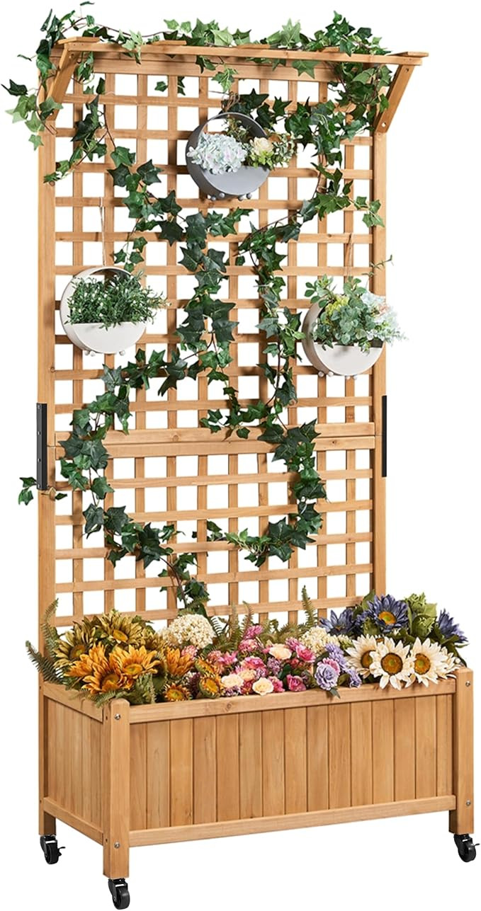Yaheetech 72" H Horticulture Garden Planter with Trellis for Vine Climbing Plants Garden Box Outd... | Amazon (US)