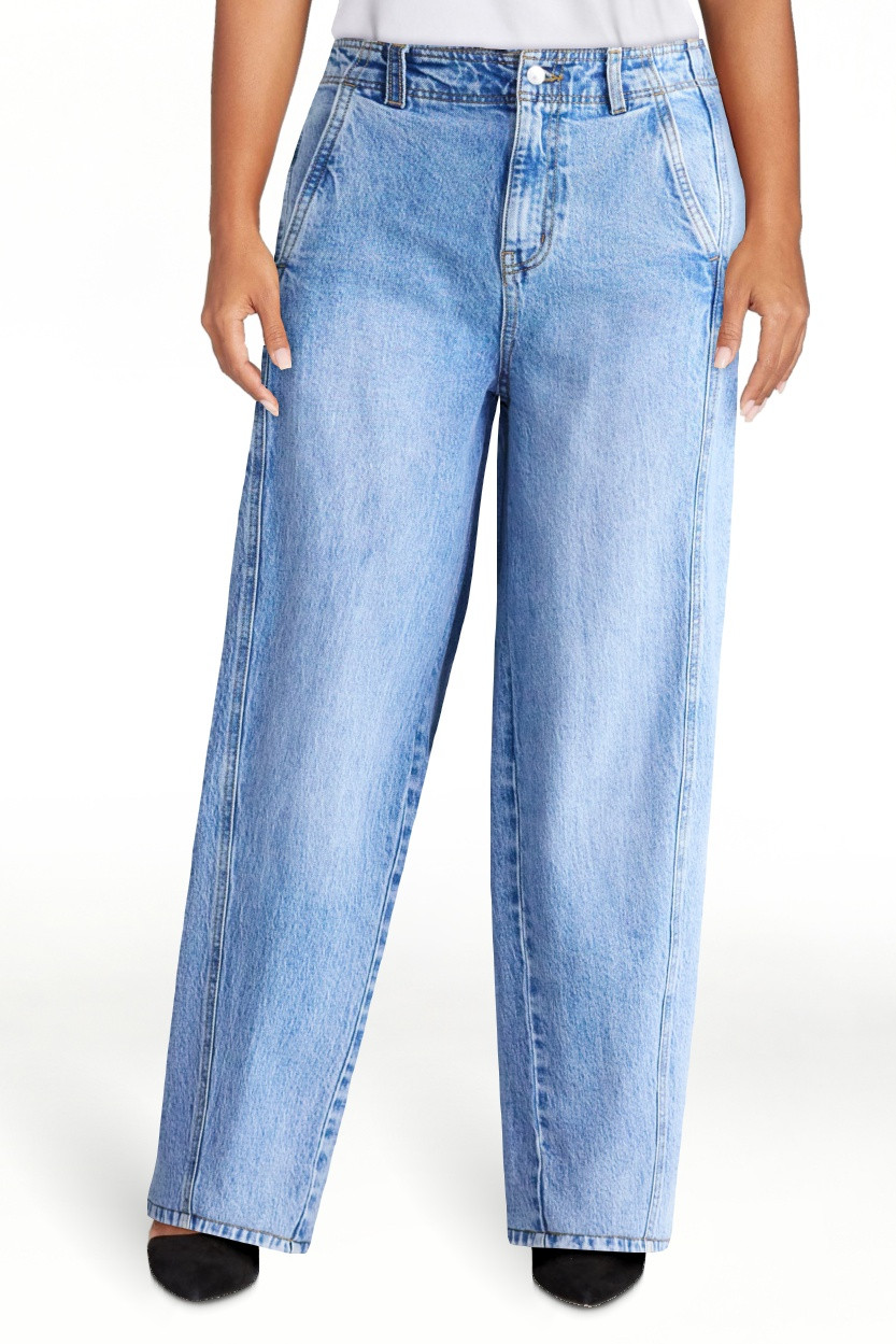 Free Assembly Women's and Women's Plus Side Panel Barrel Jeans, 30" Inseam, Sizes 0-28W | Walmart (US)