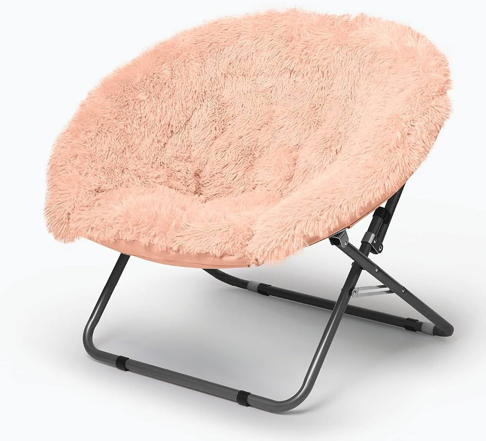 Urban Shop Mongolian Faux Fur Oversized Saucer Chair, Blush | Amazon (US)